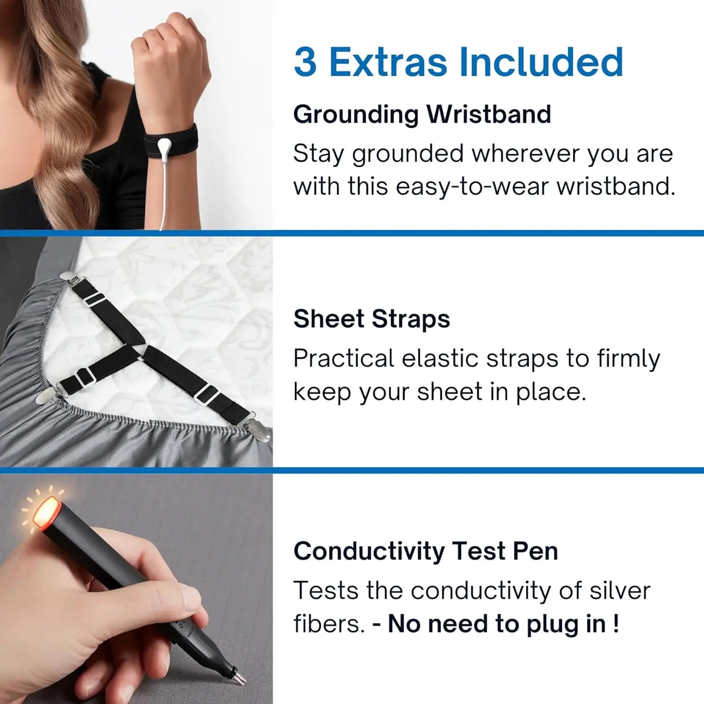 Sábanas de conexión a tierra con 10% Hilo de plata y 90% Algodón